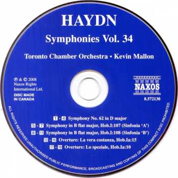 CD Joseph Haydn: Symphonies Vol. 34 - Symphonies Nos. 62, 107 And 108 231751