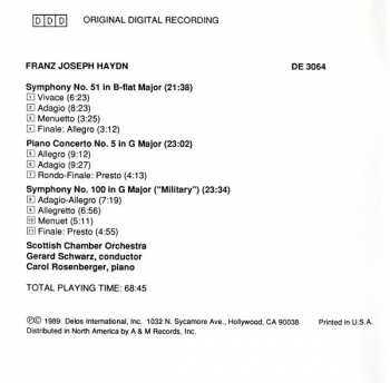 CD Joseph Haydn: Symphony No. 51 In B-Flat Major / Piano Concerto In G Major / Symphony No. 100 In G Major (Military) 467013
