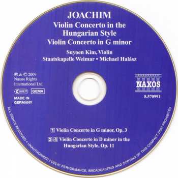 CD Joseph Joachim: Violin Concertos, Opp. 3 And 11 302011