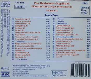 CD Joseph Payne: Das Buxheimer Orgelbuch = The Buxheim Organ Book  - Volume 1 (Fifteenth Century Organ Transcriptions) 515052