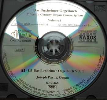 CD Joseph Payne: Das Buxheimer Orgelbuch = The Buxheim Organ Book  - Volume 1 (Fifteenth Century Organ Transcriptions) 515052