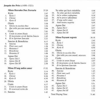 CD Josquin Des Prés: Masses: Hercules Dux Ferrarie · D'ung Aultre Amer · Faysant Regretz 112458