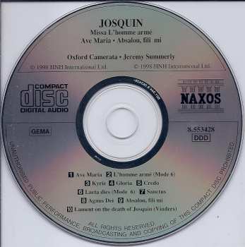 CD Josquin Des Prés: Missa L' Homme Armé / Ave Maria / Absalon Fili Mi 461767