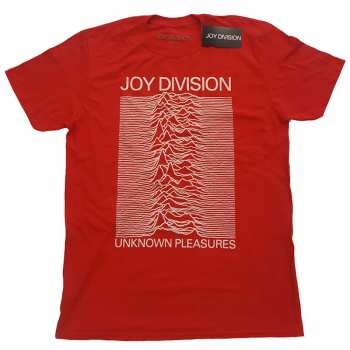 Merch Joy Division: Tričko Unknown Pleasures White On Red  XXL