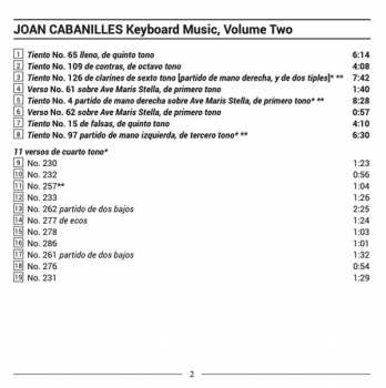 CD Juan Cabanilles: Keyboard Music, Volume Two: 24 Works For Organ And For Harpsichord 286944