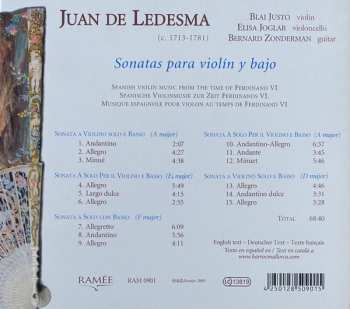 CD Juan De Ledesma: Sonatas Para Violín y Bajo 474831
