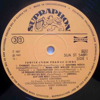 LP Judita Čeřovská: Judita Of Prague With Her Favourite Songs 539159