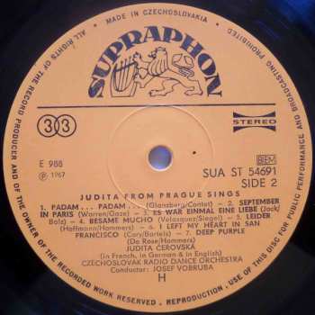LP Judita Čeřovská: Judita Of Prague With Her Favourite Songs 539159