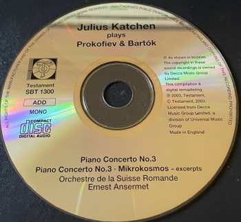 CD Julius Katchen: Prokofiev Concerto N°3; Bartok Concerto N°3; Mikrokosmos (excerpts) 310799