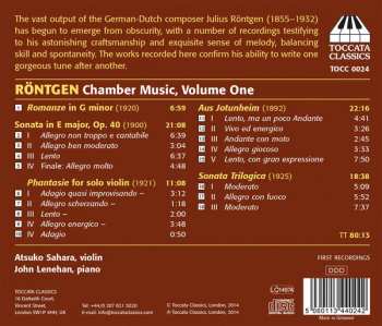 CD Julius Röntgen: Chamber Music Volume One: Music For Violin And Piano I 111569