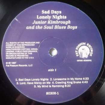 LP Junior Kimbrough And The Soul Blues Boys: Sad Days Lonely Nights 346807