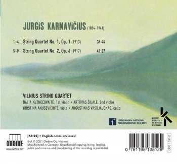CD Jurgis Karnavičius: String Quartets Nos. 1 & 2 108221