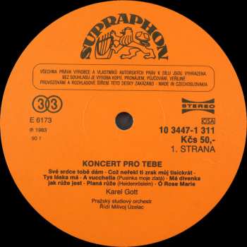 LP Karel Gott: Koncert Pro Tebe - Just For You