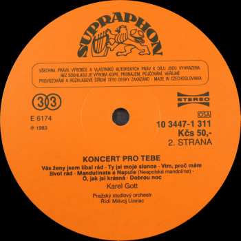 LP Karel Gott: Koncert Pro Tebe - Just For You