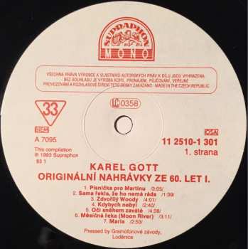 LP Karel Gott: Originální Nahrávky Ze 60. Let  I. 232213