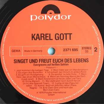 LP Karel Gott: Singet Und Freut Euch Des Lebens