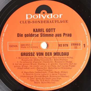 LP Karel Gott: Grüsse Von Der Moldau