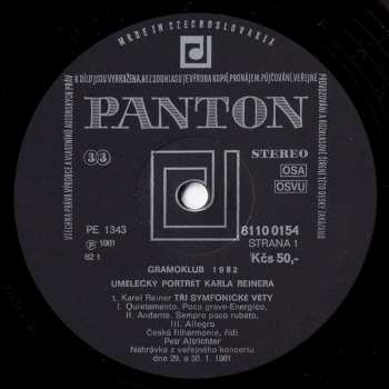 LP Karel Reiner: Tři Symfonické Věty = Symphonic Three Movements / Preambule = Preamble / Prolegomena