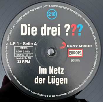 2LP Kari Erlhoff: Die Drei ??? 218 - Im Netz Der Lügen  LTD