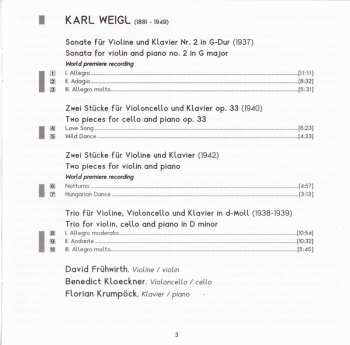 CD Karl Weigl: Violin Sonata No. 2 ∙ Two Pieces For Violin ∙ Two Pieces For Cello ∙ Piano Trio 345538