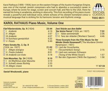 CD Karol Rathaus: Piano Music, Volume One 121414