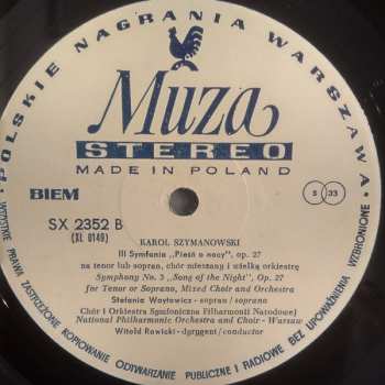 LP Karol Szymanowski: Stabat Mater. Symphony No. 3 53130