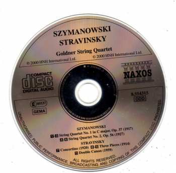 CD Karol Szymanowski: String Quartets • Concertino • Three Pieces • Double Canon 323107