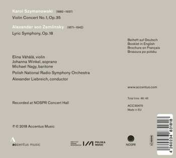 CD Karol Szymanowski: Violin Concerto No. 1; Lyric Symphony 448634