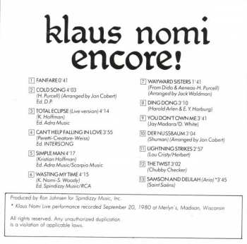 CD Klaus Nomi: Encore! 181495