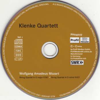 CD Wolfgang Amadeus Mozart: String Quartet In G Major K387 · String Quartet In D Minor K421