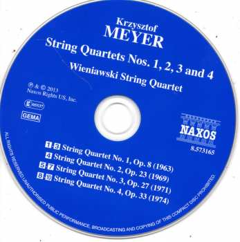 CD Krzysztof Meyer: String Quartet Nos. 1, 2, 3 And 4 336499
