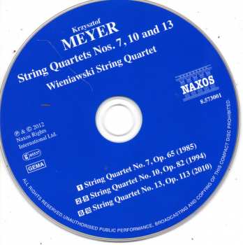 CD Krzysztof Meyer: String Quartet Nos. 7,10 And 13