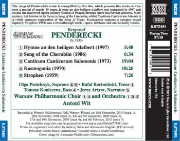 CD Krzysztof Penderecki: Canticum Canticorum Salomonis • Kosmogonia / Hymne An Den Heiligen Adalbert • Song Of The Cherubim • Strophen 267609