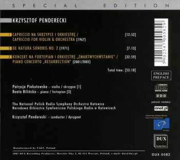 CD Krzysztof Penderecki: Capriccio, De Natura Sonoris II, Piano Concerto 321726