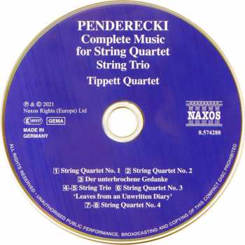 CD Krzysztof Penderecki: Complete Music For String Quartet 182169