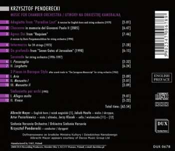 CD Krzysztof Penderecki: Music For Chamber Orchestra 326969