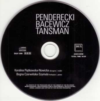 CD Krzysztof Penderecki: Penderecki Bacewicz Tansman 334056