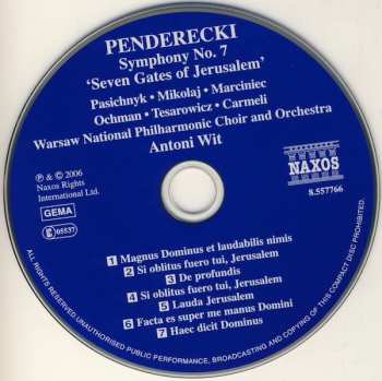 CD Krzysztof Penderecki: Symphony No. 7 'Seven Gates Of Jerusalem' 261764