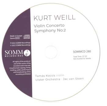 CD Kurt Weill: Violin Concerto & Symphony No. 2 459338