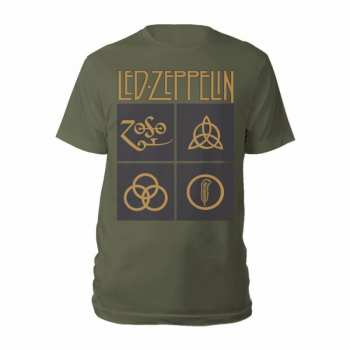 Merch Led Zeppelin: Tričko Gold Symbols & Black Squares S