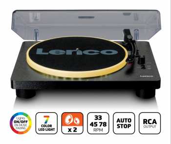 Audiotechnika Lenco LS-50LEDBK gramofon s reproduktory a LED osvětlením