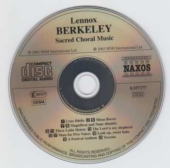 CD Lennox Berkeley: Sacred Choral Music: Crux Fidelis / Missa Brevis / Three Latin Motets / A Festival Anthem 456478