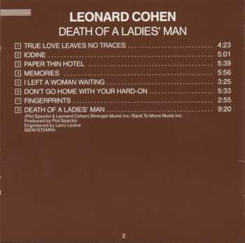 CD Leonard Cohen: Death Of A Ladies' Man 186641