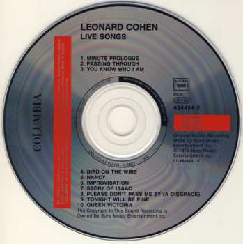 CD Leonard Cohen: Live Songs 21558