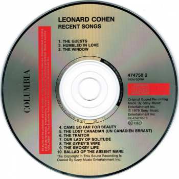 CD Leonard Cohen: Recent Songs 29758