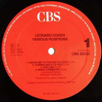 LP Leonard Cohen: Various Positions 392640