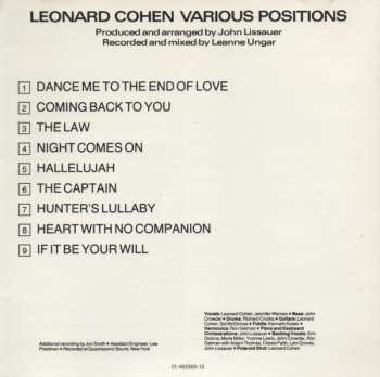 CD Leonard Cohen: Various Positions 38520