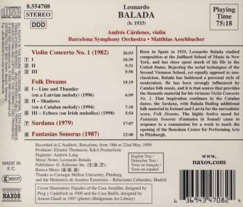 CD Leonardo Balada: Violin Concerto No. 1 • Folk Dreams • Sardana • Fantasías Sonoras 330339