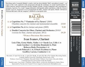 CD Leonardo Balada: Works For Clarinet 273294