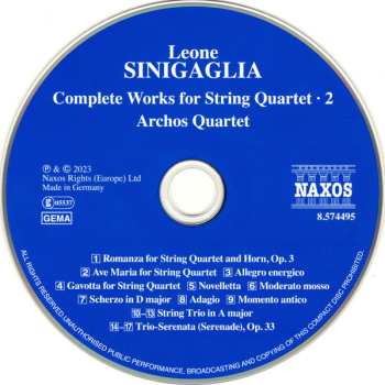 CD Leone Sinigaglia: Complete Works For String Quartet • 2 484192